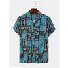 Moda Masculina Transfronteriza Tendencia Verano Camisa de Manga Corta Estilo Hawaiano Camisa Cardigan Casual Holgada Impresa en 3D