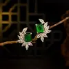 Nuevos Pendientes Exquisitos Pequeños y de Lujo Estilo Coreano con Círculos Cuadrados de Diamante Esmeralda en Forma de Espiga de Trigo, Pendientes de Diseño Creativo