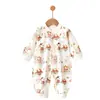 Mameluco de algodón puro sin costuras para recién nacido, para todas las estaciones, mameluco de manga larga para bebé, conjunto base para gateo para todas las estaciones, ropa para casa y para salir