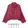 Chaqueta Bomber de Moda Europea y Americana Primavera 2025 con Mangas Murciélago, Cierre de Cremallera, Corte Holgado, Textura de Gamuza, Top Casual para Mujer