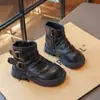 Botas Martin de Moda Versátiles para Niñas 2026 Otoño/Invierno Nuevas Botas de Tobillo Forradas de Felpa Negra para Niños Mayores con Suelas Suaves