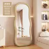 Espejo de Vestir de Moda para Dormitorio del Hogar, Espejo de Pie de Lujo para Niñas, Espejo Irregular de Cuerpo Entero Estilo Ins Ondulado