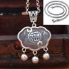 Colgante estilo étnico colgante artístico plata esterlina S925 con incrustaciones de calcedonia blanca candado de larga vida collar de cadena larga para suéter colgante femenino
