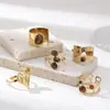 Anel Taina em Aço Inoxidável Europeu e Americano para Mulheres, Design que Não Desbota, Anel com Pedra Olho de Tigre Natural, Luxo Leve Nicho Quente