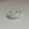 Anillo Trenzado de Plata de Ley S925 Multicapa para Mujer, Diseño Abierto Ajustable, Estilo de Nicho de Alta Gama, Anillo Versátil de Lujo Ligero para Dedo Índice, Nuevo