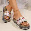 Sandalias de mujer estilo étnico de moda para comercio exterior transfronterizo europeo y americano 2026, con suela gruesa, remaches y cuerda de yute, sandalias de playa de corcho de talla grande