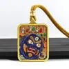 Pingente Thangka Estilo Xizang Semi-Pintado à Mão com Incrustação de Ouro Apresentando o Grande Deus da Riqueza do Céu Negro Negro, Adequado para Homens e Mulheres