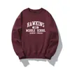 Serie de TV Americana Stranger Things Sudadera Redonda Periférica para Hombre y Mujer de Hawkins Escuela Secundaria Hawkins Manga Larga Otoño e Invierno t