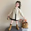 Casaco corta-vento de outono para meninas, comprimento médio, caimento solto, estiloso, chique, para meninas pequenas, moda primavera e outono, cardigã, top