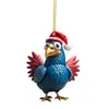 2023 Transfronterizo Nuevo Creativo Navideño Serie de Animales Pollo Gallo Colgante Colgante para Árbol de Navidad Colgante Acrílico