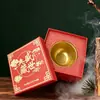 Cuenco de cobre dorado estilo antiguo con dragón y fénix y diseño de peonías, adorno de escritorio que atrae riqueza y fortuna, artesanía para atraer riqueza al por mayor
