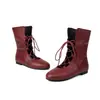 Comercio Exterior Primavera y Otoño 202440 Suministro Botas Martins Botines Fabricantes 48 Con Cordones Nuevas Tallas Grandes Botas Planas Negro Rojo