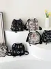 2025 Nueva Bolsa de Lona Bordada con Mariposas de Gran Capacidad Verano Cordón Estilo Nacional Artística Bolso de Hombro Bolso Cubo para Viajes
