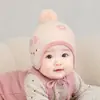 Gorro para bebé para otoño e invierno, gorro grueso y cálido que protege las orejas para bebés niños, gorro de lana tejido para bebés y niños pequeños para usar afuera en invierno