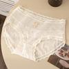 Guofeng Lunares Ondulados Ropa Interior Sexy de Encaje para Niña Entrepierna de Algodón Transpirable Cómoda Cintura Media Cadera Calzones Translucidos para Dama