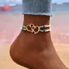 Estilo Vacacional de Playa Bohemio Cadena de Pie de Cuentas Multiestilo Retro Simple Doble Capa Hueca Amor Vacacional Accesorios para Pies