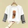 Camiseta Infantil Primavera e Outono Novo Estilo Meninos Algodão Puro Manga Longa Camada Base Roupas para Bebês e Crianças 2026 Desenho Animado Bonito Top t