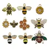 Aleación de Goteo de Aceite Abeja Insecto Margarita Panal Colgante Accesorios Llavero DIY Bolsa Decorativo Colgante Pequeño