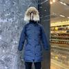 Casaco longo de plumas até o joelho feminino estilo canadense para atividades ao ar livre, esqui, casal, novo casaco de comprimento médio 2024 -40 C inverno