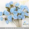 Flores para Decoración de Boda Camelia Floral Azul Flor de Cerezo Centro Comercial Hogar Flores Artificiales Arreglo Floral de Boda Flores para Guía de Camino
