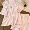 Nuevo Pijama de Conejo con Lunares Rosas para Mujer, Conjunto de Dos Piezas de Manga Corta y Shorts de Verano, las Niñas Pueden Usarlo como Ropa de Casa