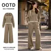 Nuevo conjunto de punto trenzado para mujer, otoño/invierno, con capucha, corte holgado, moderno y casual, de importación