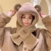 Nuevo Sombrero y Bufanda Estilo Coreano Todo en Uno Invierno Versátil Lindo Sombrero de Felpa Cálido y Espesado Antihielo Viento Sombrero de Invierno Venta al por Mayor