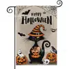 Bandeira de Jardim Mais Quente da Amazon para Halloween Estampa de Corvo Gato Material de Linho Bandeira de Decoração de Jardim de Halloween