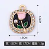 Pulsera con Colgante Individual de Flor de Rosa con Goteo de Aceite Incrustada de Diamantes DIY Transfronteriza, Colgante para Collar, Materiales para Joyería, Venta Directa de Fábrica, Se Puede Mezclar al por Mayor