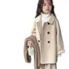 Casaco de Lã Feminino Outono 2026, Estilo Princesa, Versão Coreana, Caxemira Dupla Face, Casaco de Lã Infantil Soltinho para Primavera e Outono, Moderno
