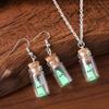 Transfronteiriço Halloween fantasma luminoso pequeno pingente brincos colar feminino fantasma luminoso requintado garrafa flutuante orelha jóias