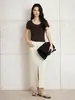 Falda recta versátil de estilo coreano retro, suave y casual, con abertura para mujer, nueva falda vaquera holgada de cintura alta para primavera-verano