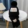Gorro para Niños Otoño e Invierno Oso Lana Gorro para Niños y Niñas Tejido Algodón Cálido Gorro de Bebé Bufanda Juego de Dos Piezas