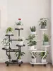 Estante de Flores de Hierro de Múltiples Niveles para Balcón de Casa, Estante de Flores Móvil de Piso para Sala de Estar para Colocar Macetas