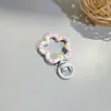 Pintura al Horno Color Flor de Ciruelo con Hebilla de Resorte en Cola Anillo Abierto Flor Accesorios para Joyería DIY Lote Anillo para el Cabello Accesorios para Llavero