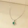 Colar de Zircônia Esmeralda em Prata de Lei 925 para Mulheres, Gargantilha Estilo Vintage Girassol, Corrente para Clavícula, Estilo Europeu e Americano, Popular no Wish