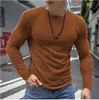 Camiseta Transpirable de Manga Larga para Hombre, Primavera y Otoño, para Exteriores y Deportes, Ligera, Cuello Redondo, Top Casual, Color Sólido
