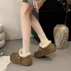 Zapatos tipo Birkenstock de suela gruesa, forrados de felpa, que aumentan la altura para mujer, nuevos para invierno 2026, botas de nieve, mocasines, zapatos cálidos de algodón