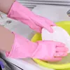 Guantes Sanhan para lavar platos Limpieza de cocina Guantes para el hogar Impermeables Duraderos Forrados de felpa Gruesos Guantes para lavar ropa Alargados