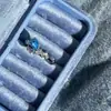 Anillo Abierto con Lazo Cepillado de Zircón Azul Marino Dulce Super Brillante Anillo Elegante para el Dedo Índice Anillo de Lujo Accesible de Gama Alta