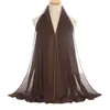 Novo Lenço de Cabeça de Chiffon com Pérolas e Strass para Mulheres, Lenço Longo com Corrente para Sorteio, Lenço Longo, Xale YS010
