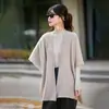 Estilo Nuevo de Otoño 100% Lana Pura Chal Prendas Exteriores para Mujer Patrón Suelto Cardigan de Punto Blusa Capa Bufanda