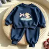 Conjunto para Bebê 2026 Primavera Outono Meninas Moletom com Capuz de Manga Longa Calças Casaco Estiloso Calças Esportivas Casuais Conjunto de Duas Peças para Criança