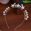 Faixa de Cabeça Estrela de Cinco Pontas com Strass e Pérola Europeia e Americana Festa Personalidade Exagerada Celebração de Feriado Acessórios de Cabelo Coroa Tiara Atacado