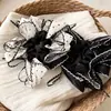 Goma para el pelo de estilo coreano inspirada en el ballet con estampado floral de lunares y lazo para mujer, accesorio para moño estilo perezoso, goma de pelo extragrande
