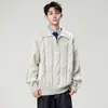 Suéter casual de punto trenzado de color liso con media cremallera, nueva colección otoño/invierno 2026 para hombre, top de punto trenzado de corte holgado para hombre