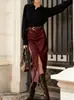 Moda Femenina Otoño e Invierno Falda de Cuero de Cintura Alta de Gama Falda Recta [Incluye Cinturón]