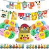 Novo Conjunto Tema Aniversário Infantil Pikachu Decoração de Festa Inserção de Bolo Elfo de Bolso Bandeira de Papel Balão