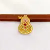 Nuevo Estilo Chino Método Antiguo Oro de Arena Hueco Tallado con Pedrería Color Esmalte Rojo Gema Calabaza Collar Estilo Nacional Versátil Fortuna y Prosperidad Cadena para Suéter para Mujeres