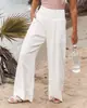 ¡En stock! 2026 Primavera/Verano Europeo y Americano Aliexpress Amazon Casual de Pierna Ancha de Algodón y Lino Populares Holgados Largos para Mujer